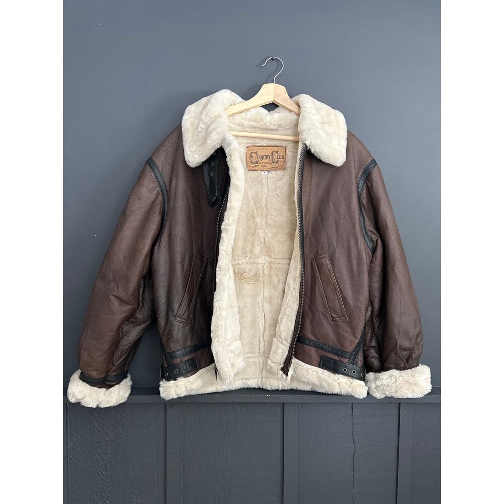 Vintage Leather B3 Aviator Brown Bomber Jacket Lloyd Elliots Country Club Size M - Picture 2 of 10